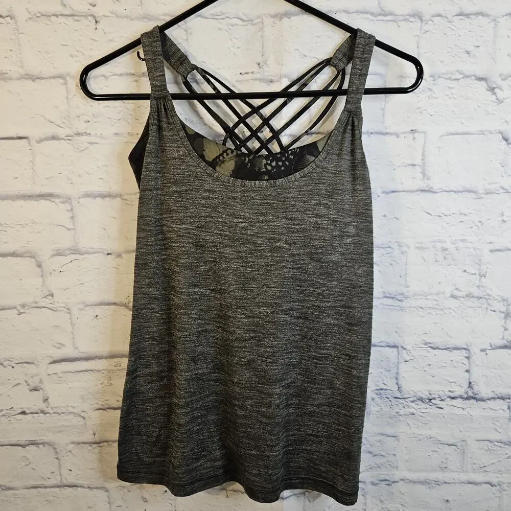 Lululemon Slay The Studio 2-In-1 Tank Gray Marled Athletic Size 4